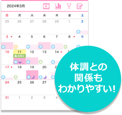 体調との関係もわかりやすい!