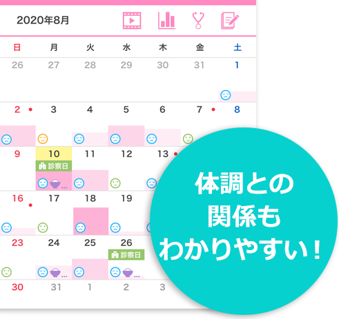 体調との関係もわかりやすい！