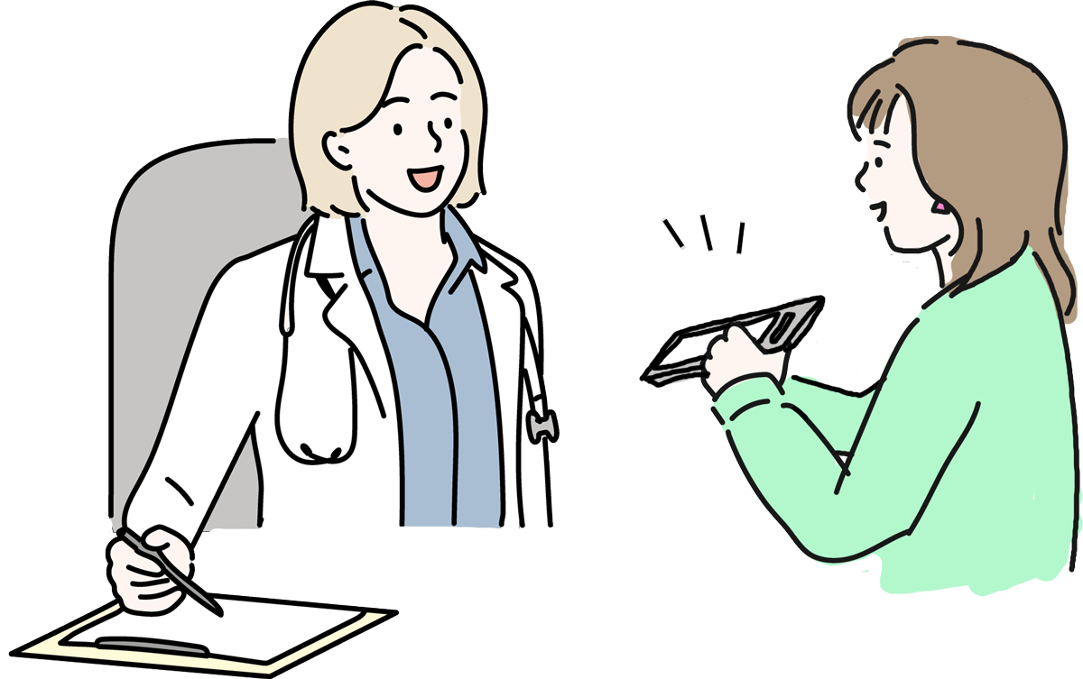 医師に依頼事項を見せているイラスト