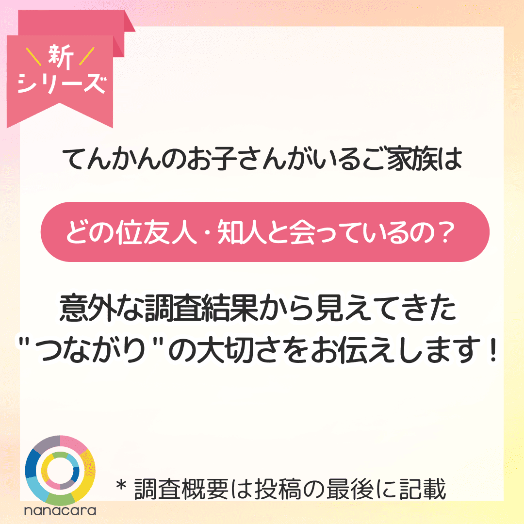 新シリーズ てんかんのお子さんがいるご家族はどの位友人・知人と会っているの？意外な調査結果から見えてきたつながりの大切さをお伝えします!*調査概要は投稿の最後に記載