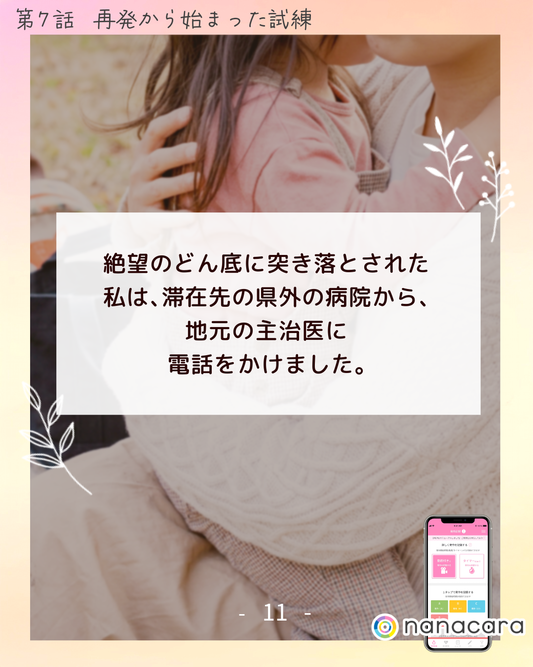 絶望の​どん底に​突き落とされた​私は、​滞在先の​県外の​病院から、地元の主治医に電話を​かけました。​