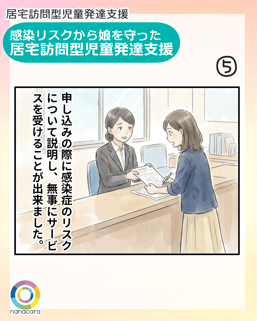 居宅訪問型児童発達支援 感染リスクから娘を守った 居宅訪問型児童発達支援 申し込みの際に感染症のリスクについて説明し、無事にサービスを受けることが出来ました。