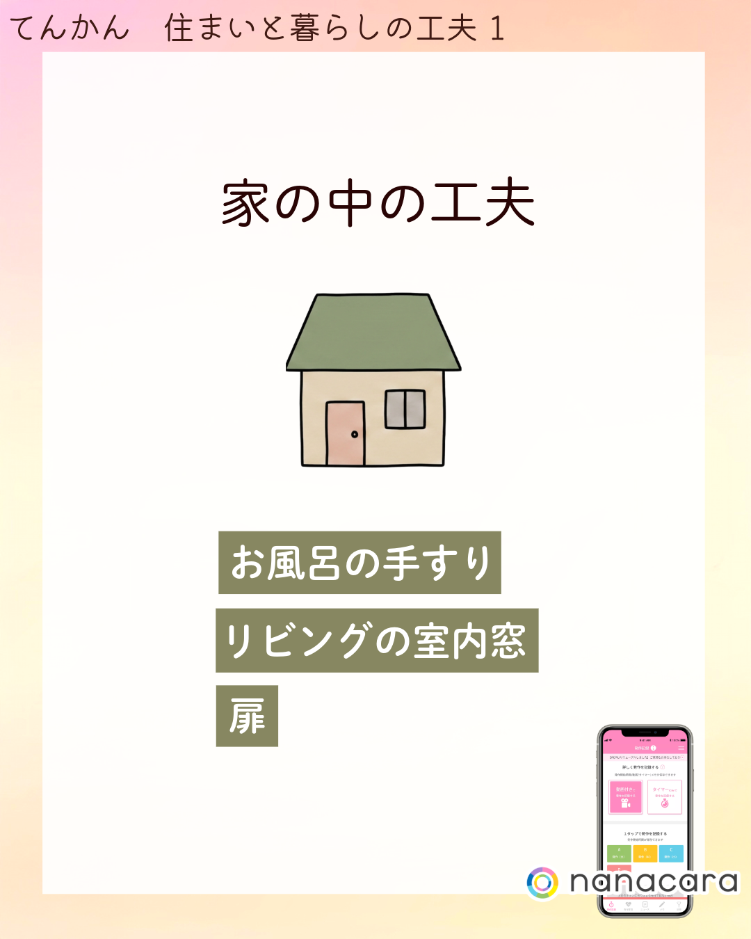 家の中の工夫 お風呂の手すり リビングの室内窓 扉